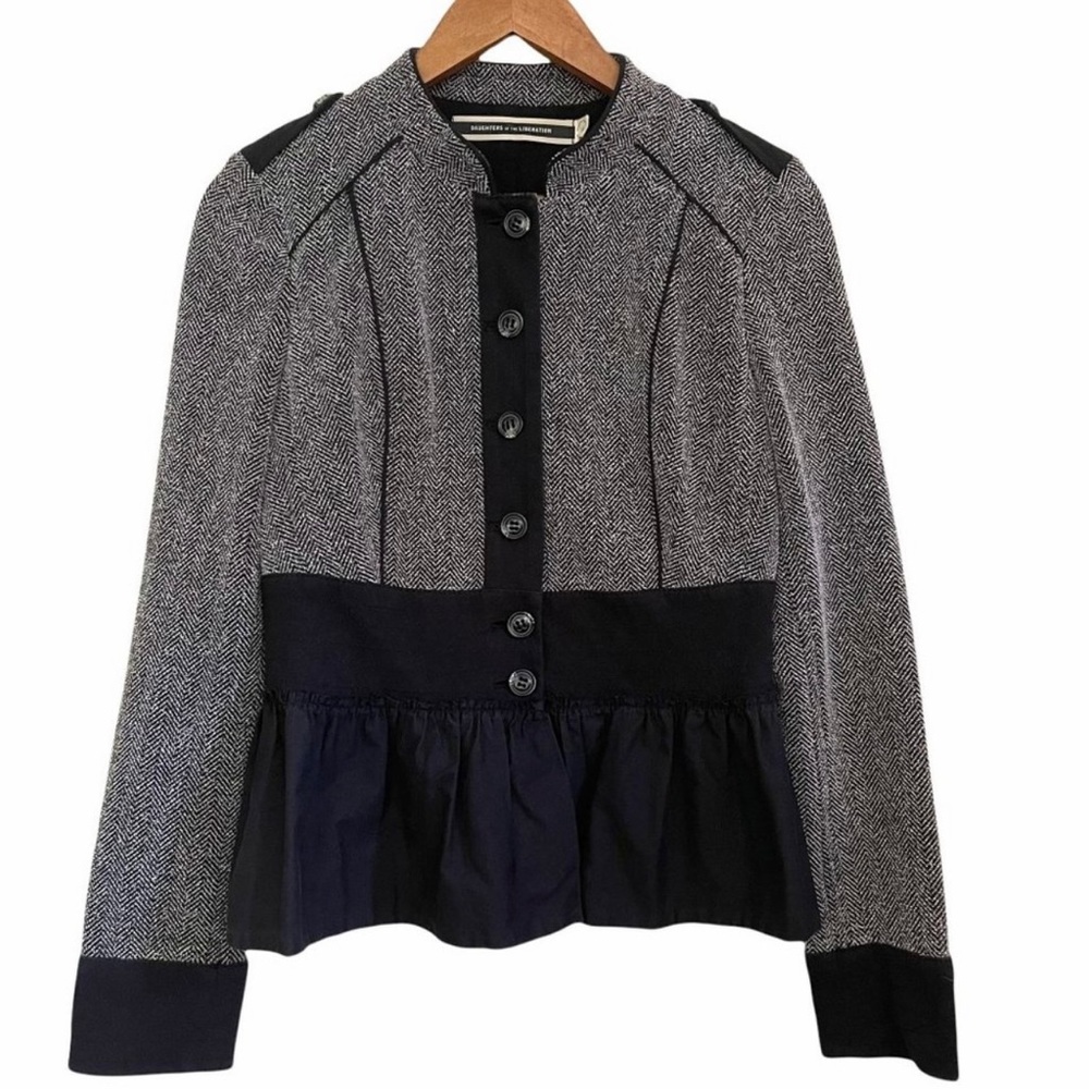 Anthropologie Gray/Black Military Style Knit Blazer